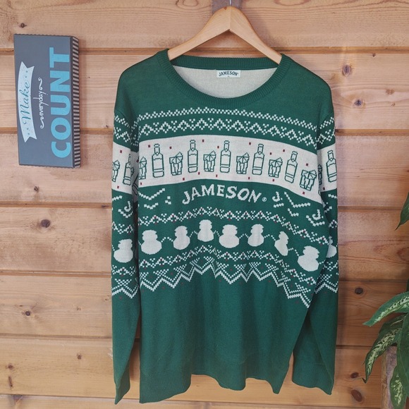 Jameson Other - Jameson Whisky Ugly Christmas Sweater XL Slim Green Mens